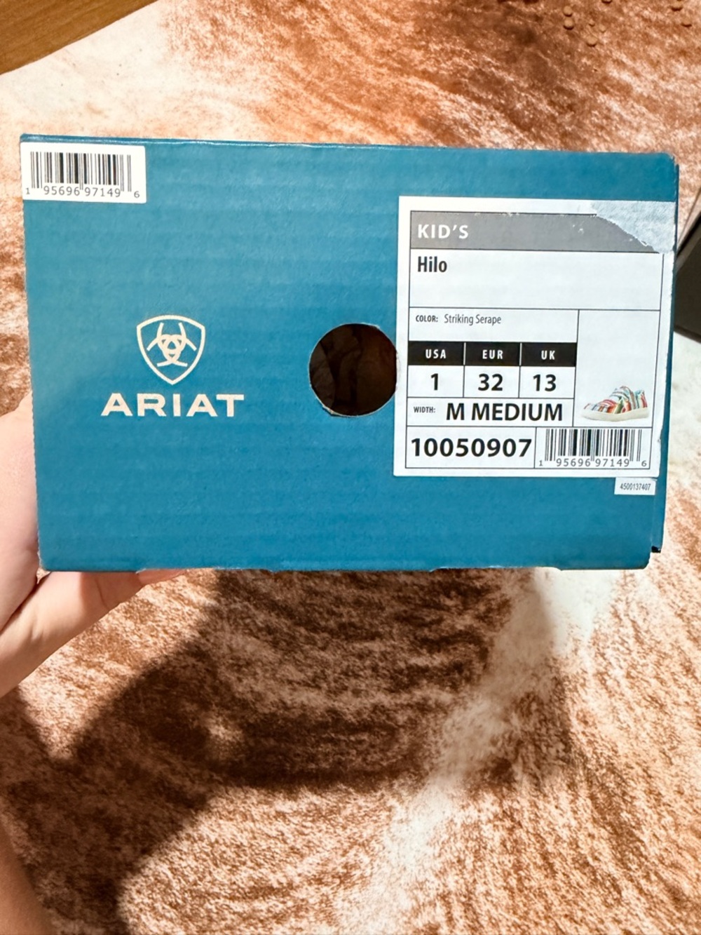 Ariat Kid's Hilo Shoes - Teal Box with Multicolor Accent